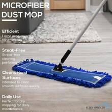 24 Inch Microfiber Dust Mop, Medium Washable Commercial, Sweeper, Janitorial Head Replacement, Push Mop Broom, Blue - Màu xanh dương - 24 inch - Xem 6