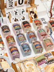 Set Pita Washi Pola Retro 5 Gulungan/Kotak, Pita Washi Desain Multi-Elemen - Untuk Scrapbooking dan Dekorasi Amplop Kartu Ucapan, Pita Kreatif, Pola Flora, Fauna, dan Bunga yang Halus - Set - View 3