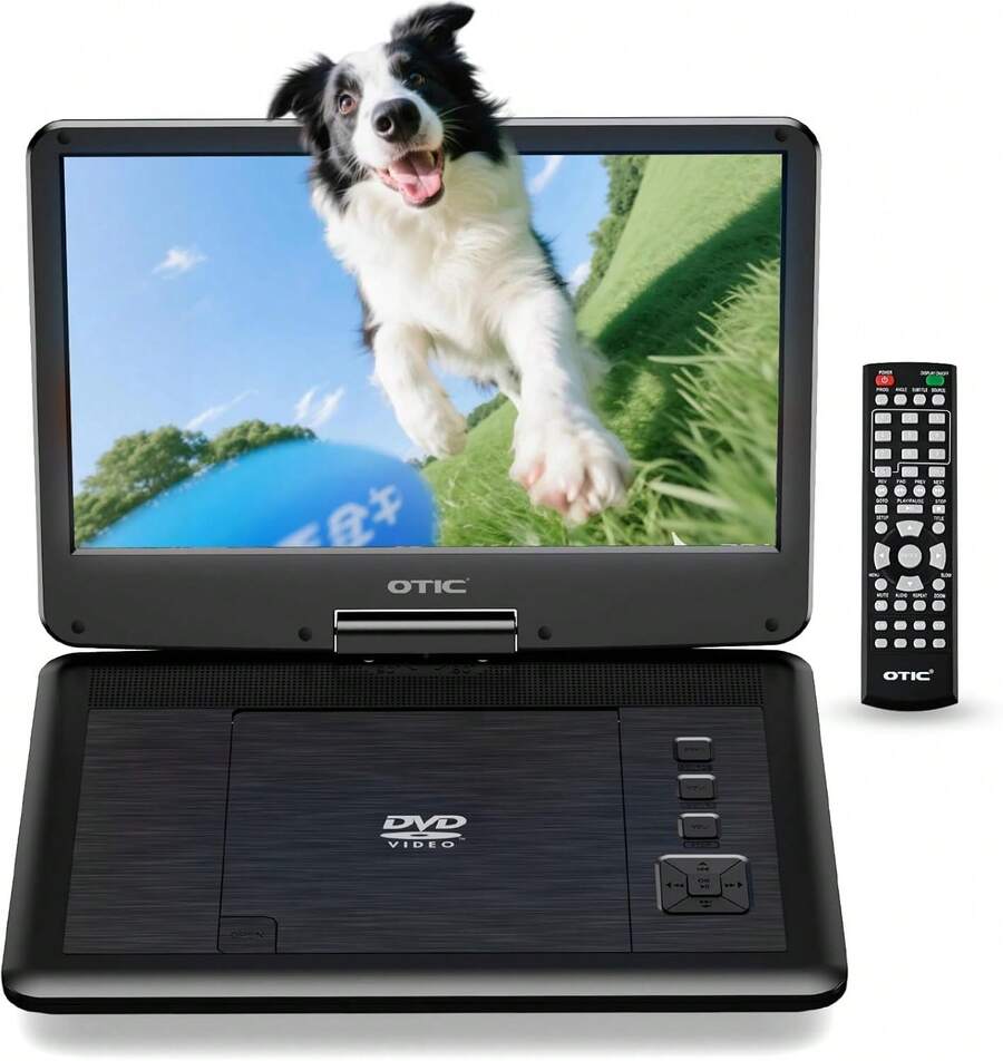 OTIC 13" Portable DVD Player With 11.6" HD Swivel Screen, DVD Player For Car, 6-Hour Rechargeble Battery, Support DVD/CD/USB/SD Card, Remote Control,Dual Stereo Speakers, Black - Black - View 1