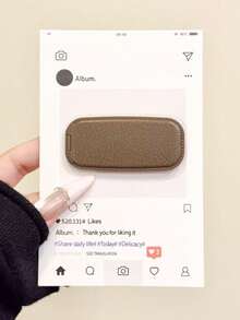 1 pieza Soporte deslizante de espejo de cuero y teléfono, de unicolor y textura de cuero, espejo portátil y soporte para teléfono adecuado para teléfonos y tabletas, regalo de primavera - Multicolor - Ver 8