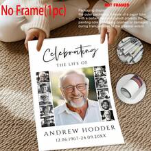 1pc Funeral Photo Collage Template Set, Funeral Welcome Slogan Template, Life Celebration, With Deep Remembrance, Memorial Poster,Room Decor, Custom Poster,Customized Wall Art ,Pictures Custom Photo ,Customizable Things,Optional Frame. - Multicolor - View 4