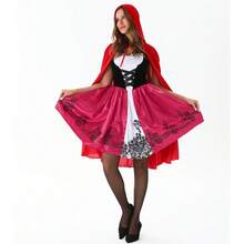 Conjunto de capa con capucha roja y vestido corto para mujeres adultas, para juegos de roles, actuaciones en el escenario y disfraces - De las mujeres - Ver 5