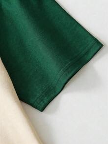 Camisa Polo con Manga Raglán y Estampado de Letras Vintage Americano, Adecuada para Primavera y Verano, Estilo para Niños - Verde Oscuro - Ver 3