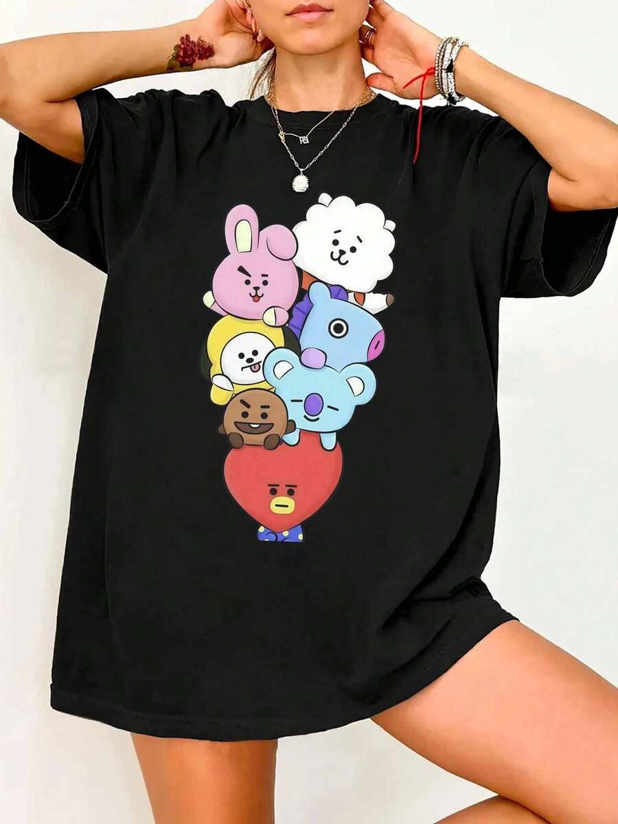 BT21 Shirt, BT21 Apparel, BTSBTS Merch, BTSBTS Shirt, Kpop Shirt, Kpop Merch, BTSBTS Apparel, Kpop Apparel, Bt21 Merch, Bt21 Graphic Tee, BTSBTS Graphic - Black - View 1