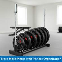 RAVIAN Heavy-Duty Weight Plate & Barbell Rack, Steel Multi-Plate Storage Stand With Bar Slots, Space-Saving Gym Organizer For Home & Garage Gym - A - View 5