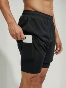 Women's 2-In-1 Compression Shorts With Pocket, Double Fabric, Tectel Fabric, And Pockets, Ideal For Gym, Fitness, And Workouts. - 淺灰色 - 查看 2