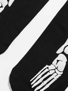 Halloween Rose Bone Fishnet Tights, Women Costume Ghoul Character Cosplay Skeleton Pantyhose - Black - View 4