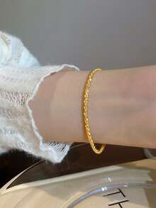 VJS 1 chiếc dây chuyền đơn giản mạ vàng 18K bằng thép không gỉ, thích hợp cho nữ giới để phối cùng các mặt dây chuyền khác. - Vàng - Xem 4