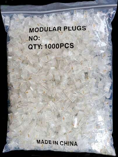 100 conectores RJ45 Cat5e 8P8C, enchufe de cable Ethernet de red UTP con baño de oro de 50U para cable sólido o trenzado, extremo pasante de red DIY