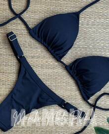 WOMEN'S POLYAMIDE RIBBON BIKINI S/M/L/XL - Black - View 4