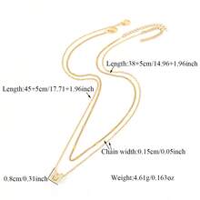 2件套简约经典字母吊坠金色不锈钢链条多层颈链，女士款 - 金黃色 - 查看 2