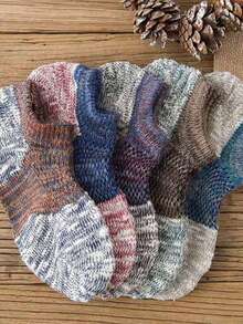 5 Pairs Men's Thick Cotton Crew Socks, Suitable For Spring And Summer - Multicolor - View 2