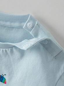 Áo thun trẻ em 100% cotton in chữ, mềm mại, thoáng khí, nhẹ, tay ngắn, kiểu dáng thường ngày, thích hợp cho mùa hè, bé 2-6 tuổi. - màu xanh băng - Xem 8