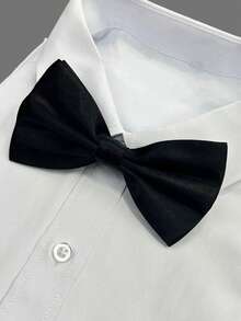 1 Set Unisex Solid Color Bow Tie, Suspenders, Pants Braces Suit, Suitable For Casual, Cocktail Party, Holiday Events Outfit Matching - Black - View 3