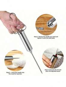 1 Set Stainless Steel Meat Marinade Injector Kit - 304 Grade, Turkey Baster Injector With Marinade Pump And Needles, Ideal For Grilling And Cooking, Durable Kitchen Tool - Multicolor - View 8