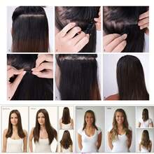Extensiones de cabello con clip TESS onduladas de 60, extensiones de cabello rojo oscuro, 1 pieza con 5 clips, extensiones de cabello sintético con clip para mujeres. - rubio - Ver 3