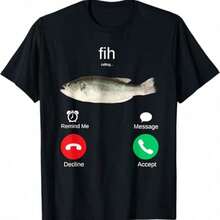 100%&Nbsp;Cotton&Nbsp;Fih&Nbsp;Calling&Nbsp;Remind&Nbsp;Me&Nbsp;Message&Nbsp;Decline&Nbsp;Accept&Nbsp;Phone&Nbsp;Call&Nbsp;Fish&Nbsp;T-Shirt - 黑色10 - 查看 1