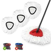 3 Pack Mop Replacement Heads For O-Ceda Mop Replace Head EasyWrin Spin Mop Heads Replacements, Microfiber Spin Mop Refills, Easy Cleaning Mop Head Replacement (White-3 Mop Heads) - 3pcs - 查看 9