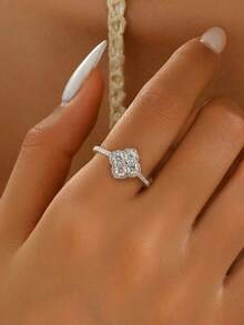 1枚四叶花戒指，S925纯银精致双层戒指，精美首饰，送给女孩的礼物，日常配饰 - 四瓣花戒指 - 查看 3