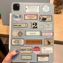 60pcs Vintage English Memo Pad Creative Doodle Stickers, Suitable For Phone Case, Luggage, Waterproof Decorative Sticker - Color - View 2