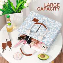 Large Capacity Canvas Tote Bag For Women,Women's Bags Crossbody Bags Work Laptop Tote Bag Large Handbags Purse, With Zipper Closure & Individual Compartments For Work College For Teacher & Nurse Crossbody Work Bible Messenger Purse Bag With Pockets - 小藍花 - 查看 6
