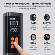 Tire Inflator Portable Air Compressor, 150 PSI Cordless Smart Air Pump With LED Light & Digital Pressure Gauge, Built-In 7.4V 1500MAH. Includes Multiple Inflation Accessories. Suitable For Cars/Motorcycles/Balls/Air Mattresses. - Black - View 5