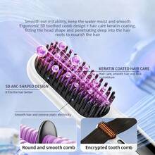 女士无线便携式直发器，USB充电式负离子吹风梳，有效抚平毛躁，打造亮泽柔顺秀发，防烫设计，3档温度调节，30秒快速加热，2000mAh电池续航30分钟，适用于短发、刘海、长发和卷发，是理想的圣诞礼物。 - 多色 - 查看 4