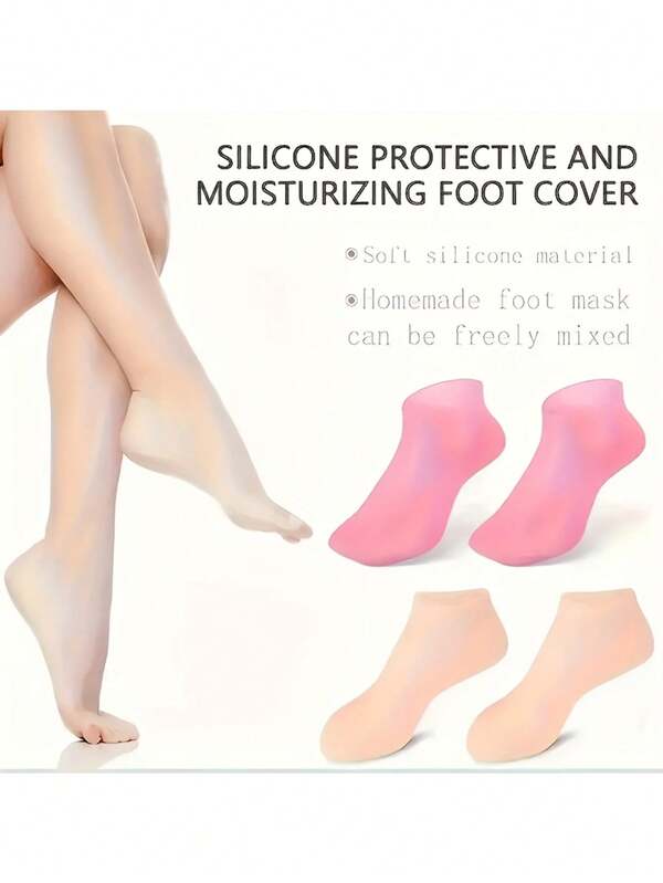 4PCS Double Happiness Silicone Moisturizing Hand + Foot Covers For Dry, Cracked Hands And Feet - Intensive Moisturizing And Cuticle Massage. Easy-Wear Design Suitable For Hand And Foot Care And Manicures, A Beauty Care Enhancer | Stylish Footwear