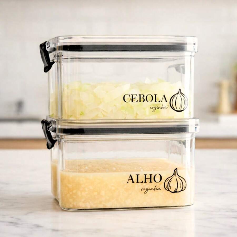 Garlic And Onion Container 460ml Multipurpose Jar With Airtight Seal And Click Closure | Food Storage Container + Variations - Garlic + Onion - View 1