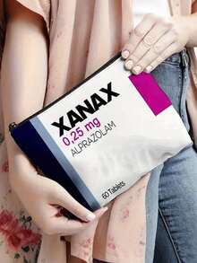 1个Leksal Xanax（阿普唑仑）药品收纳袋 - 0.25毫克阿普唑仑片剂收纳袋，带拉链，可作化妆包、印花图案收纳袋、小物件收纳袋、化妆品收纳袋、洗漱包、化妆刷收纳袋、手拿包，轻便可折叠收纳袋 - 彩色 - 查看 3