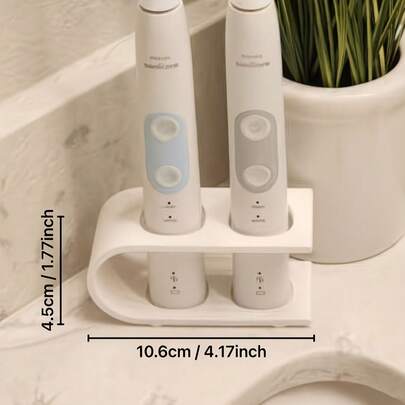 1pc Toothbrush Holder Stand, 3D Printed Electric Toothbrush Desktop Storage Rack, Bathroom Vanity Organizer, Creative Shelf With Drainage Hole To Protect Charging Port From Residue, Suitable For Bathroom, Dorm