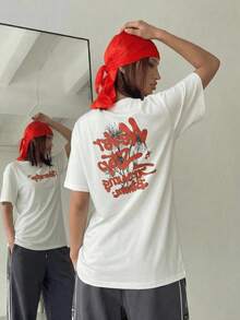 Women's Polyester Crew Neck Short Sleeve T-Shirt, White Regular Fit Top With "Never Stop" Print - White - View 4