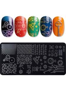 1pc Stainless Steel Nail Art Stamping Plates Set DIY Nail Stamping Templates With Leaves, Flowers, Animals, High Heels, Clothes Cartoon Pattern Designs Unscented Manicure Print Tools For Nail Art Designs - Multicolor - View 49