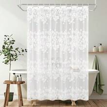 Shower Curtain, 72 X 72 Water Repellent Premium Bathroom Shower Curtain With 3 Magnetic Weights For Shower Stall, Bathtubs (White Flowers-2) - 白花-2白花-2 - 查看 1
