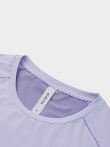 TECTOP 女士圆领短袖上衣，户外跑步、运动健身必备，透气凉爽，舒适弹力面料 - 淡紫色 - 查看 5