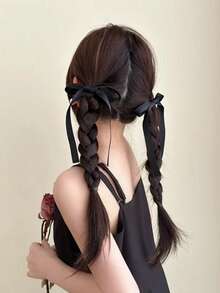 2米长1厘米宽红色蝴蝶结发带，马尾辫发圈，发绳发圈 - 彩色 - 查看 4