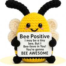 1件 积极向上的超级蜜蜂钩针玩偶 手工制作的积极钩针动物毛绒玩具礼物，积极钩针编织，缓解焦虑和压力。 - 彩色 - 查看 1