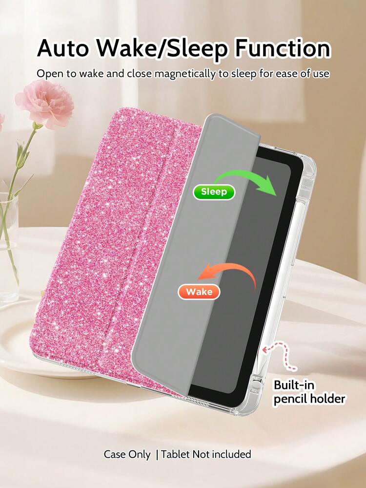 Ốp lưng acrylic trong suốt có thể tùy chỉnh, dạng gập 3, bảo vệ máy tính bảng với mặt trước màu trơn, in hai mặt nhiều màu sắc, khe cắm bút cảm ứng, mặt lưng trong suốt cao cấp để tự thiết kế, chức năng tự động ngủ/thức bằng nam châm giúp tiết kiệm pin, chất liệu acrylic chống trầy xước và uốn cong, tương thích với Air (M2) / thế hệ thứ 10 - Tấm acrylic trong suốt gấp ba, nhiều màu sắc - Xem 8