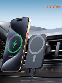 JMMO 15W磁吸無線車用充電器，適用於12/12mini/12Pro/12Pro Max/13mini/13Pro/13Pro Max/14Pro/14Pro Max/15Pro/15Pro Max車用配件，磁吸無線充電 - 黑色 - 查看 2