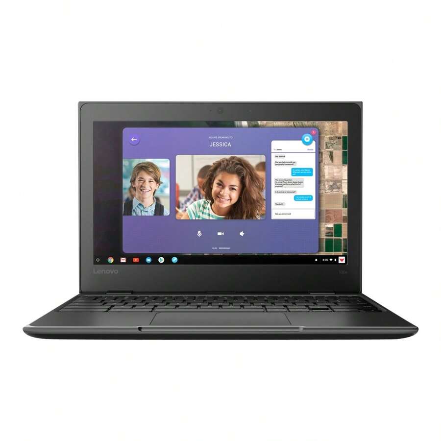 Certified Refurbished - Lenovo Chromebook 100e 11.6" 4GB 16GB Intel Celeron N3350 X2 1.1GHz, Black - màu đen - Xem 1