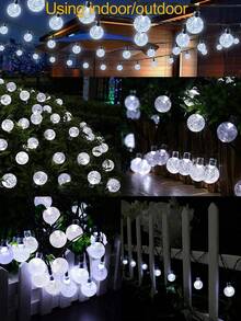 100 LED Solar Crystal Ball String Lights, 8 Lighting Modes, Warm Yellow Glow, Suitable For Halloween, Christmas, Garden, Yard And Party Decor. IP44 Waterproof, Solar Powered Outdoor Decorative Lights, Available In 20 Or 50 LED Options, Smart Lighting Strip, Great For Bar Tents, Camping, Garden Decoration - Bubble Balls - View 3