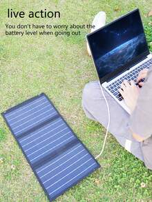 Panel solar plegable multifunción, adecuado para viajes al aire camping para cargar teléfonos móviles y portátiles, cargador solar portátil plegable - Negro - Ver 12