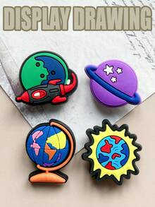 30 PCS Star Astronaut Series, The Fascinating Charm Of Imagination | Durable Accessories, Shoe Decorations, Made Of PVC Material, Featuring Rocket, Pilot, Planet Patterns, The Theme Of Astronauts And Spaceships, Very Suitable For Slippers, Can Also Be Used As A Gift, Multiple Designs Available, Shoe Accessories, Holiday Gifts, Detachable Shoes, Bag Accessories, Perfect Gifts For Christmas And Birthdays - Purple - View 6