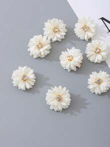 8个白色雏菊发夹套装，新款时尚纯白发夹，适合婚礼、派对和日常造型，母亲节礼物/小惊喜 - 彩色 - 查看 2