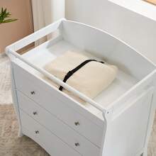 White 3-Tier Drawer Baby Cot With Safety Guard – 90.5x58x92cm | Wooden Baby Bed & Storage Combo - 白色 - 查看 4