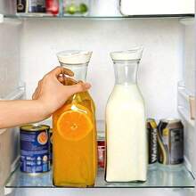 1pc Plastic Juice Pitcher With Lid, Suitable For Mimosa Cocktail Bar, Covered Beverage Pitcher, Water Bottle, Milk Container, Transparent Drink Container (Refrigerator ), Food Storage, Square Water Pitcher, Bar & Restaurant Supplies - Clear - View 6