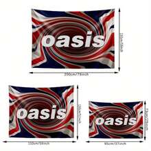1pc Oasis Knebworth Music Tapestry - Vibrant Red, White & Blue Swirl Design, Polyester Wall Hanging For Living Room, Bedroom, Dorm Decor, Indoor/Outdoor Concert Backdrop, Perfect Holiday Gift, Music Room Decor - Multicolor - View 5