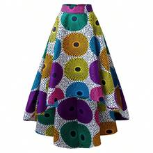 African Batik White Base Colorful Round Print Asymmetric Hem Skirt For Women Vacation - Multicolor - View 5