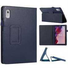 Funda de cuero con soporte tipo libro compatible con iPad Air/Pro, Mini 6/7, Air 11/13, Pro 13, Galaxy Tab A7 Lite/A9/A11 8.7, A9 Plus/A11 Plus, S9/S10/S9FE/S10FE/S10 Lite, con soporte para lápiz - Azul oscuro - Ver 2