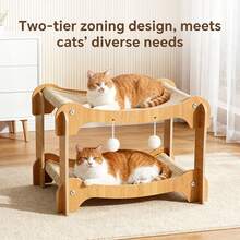 Two-Tier Pet Sisal Bed – 2-In-1 Scratching Post & Comfortable Lounger, Durable Natural Sisal Material For Clawing, Cozy Upper Bed For Resting, Anti-Slip Base, Space-Saving Design For Cats & Small Dogs, Ideal For Indoor Use - one-size - View 2